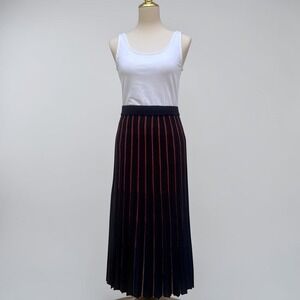 Marine Layer Penny Pleated Midi Skirt Medium Multi Stripe Metallic NWT